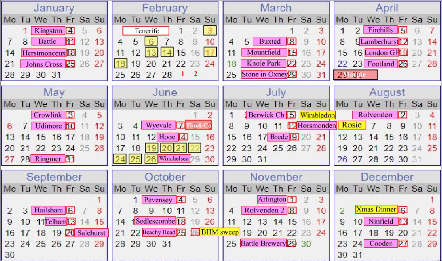 Walks calendar 2019